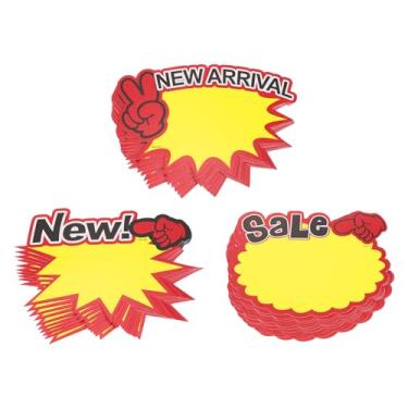 Imagem de Etiquetas de preço com três placas de preço em estrela 17 x 14 cm para preços de vendas de varejo 30 peças