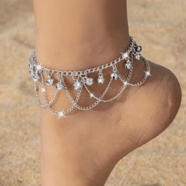 Imagem de Tornozeleiras Boho Bell para mulheres, pingente de sino colorido em camadas, tornozeleiras, joias ajustáveis, acessórios de joias para pés de ouro, One Size, Liga de aço, Sem Pedra Preciosa