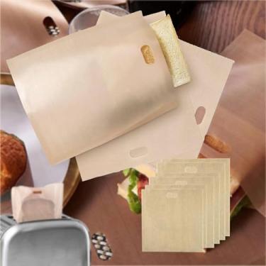 Imagem de Embalagem com 6 recipientes reutilizáveis de papel para pão, recipientes de armazenamento de alimentos, antiaderentes, laváveis e torradeiras, micro-ondas