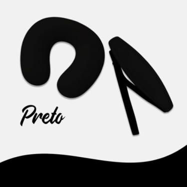 Imagem de Kit Almofada de pescoço e Faixa Apoio Suporte Cabeça de Bebê Cadeirinha Carro (Preto)