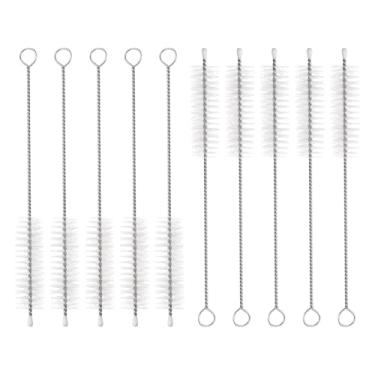 Imagem de HARFINGTON Conjunto de escovas de limpeza de palha, aço inoxidável 304 de comprimento de 15 cm e cerdas de nylon para garrafa de água, tubos de copo com canudo de silicone, branco (15 mm OD, conjunto