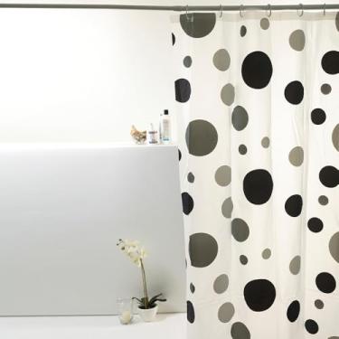 Imagem de Box Banheiro, Cortina Box 180cm X 160cm com Ganchos Impermeável - Antimofo, Cortina Banheiro, Resistente(Bolas pretas)