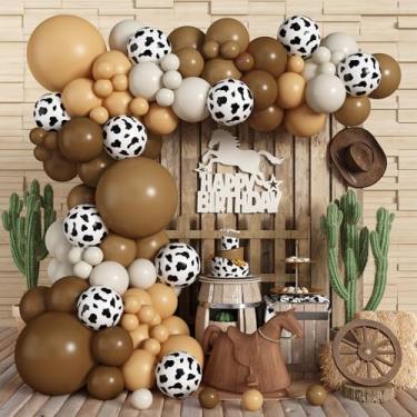 Imagem de Kit de arco de guirlanda de balão caubói ocidental 140 peças, decorações de primeiro rodeio para caubói ocidental tema fazenda chá de bebê decorações de festa de aniversário marrom/marrom claro/nude