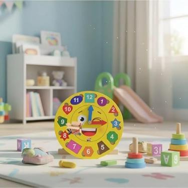 Imagem de Brinquedo Educativo Pedagógico TDAH Montessori Em Madeira Escolha o Seu: (Relógio De Encaixe)