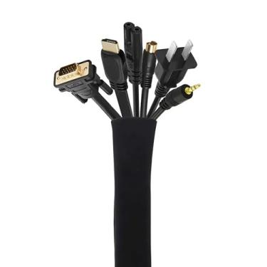 Imagem de Capa de cabo com zíper, sistema de gerenciamento de cabos, organizador de fios para mesa, computador, TV, home theater, capa para cabos de fios, 1 pacote, preto