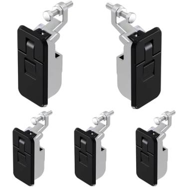 Imagem de Pacote com 5 travas de compressão pretas sem chaves, alavanca ajustável de liga de zinco para trailer, trailer, trailer, caminhões, caravana, barco, caixa de ferramentas, gaveta, armário de móveis