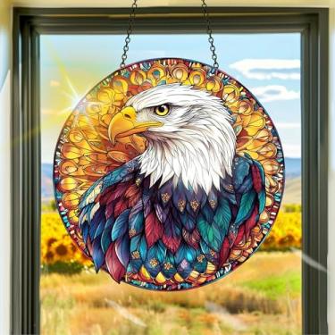 Imagem de Apanhador de sol de acrílico colorido, decoração de janela suspensa de águia, arte de parede de arco-íris, para quarto, varanda, interior e exterior, jardim, enfeites de Natal, decoração 19 x 19 cm