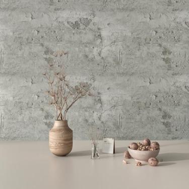 Imagem de CHIHUT Papel de parede de 30 cm x 250 cm cinza claro 3D falso concreto peeling e cola papel de contato de cimento de concreto removível para prateleiras de bancada, papel de parede industrial extra