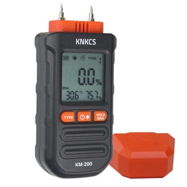 Imagem de KNKCS Medidor de umidade de madeira para madeira – Medidor de umidade ideal para madeira, lenha, madeira, tijolos, pisos, drywall – Precisão de 0,1% com visor LCD retroiluminado, temperatura e umidade