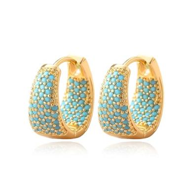 Imagem de Brincos vintage femininos de argola azul joias de ouro grosso presentes roupas ocidentais joias acessórios modernos, Large, Zinco, Sem pedra preciosa