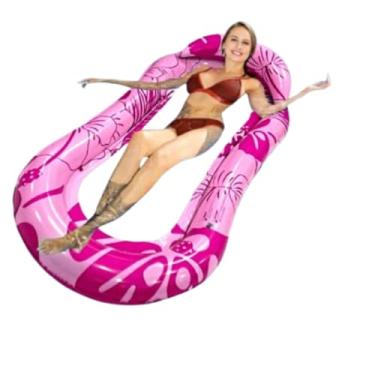 Imagem de Boia Cama Colcão Inflável para Piscina 155x84cm em PVC Vinil – Espreguiçadeira Confortável, Resistente e Fácil de Inflar– Ideal para Lazer, Verão e Descanso – Cor Rosa