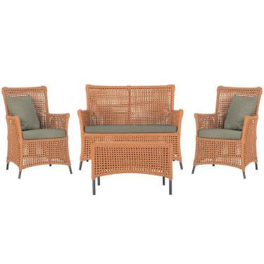 Imagem de Jogo Sofá E 2 Poltronas E Mesa Igapó Preta E8 Trama Original Terra Cota