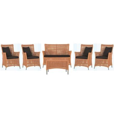 Imagem de Jogo Sofá 4 Poltronas E Mesa Igapó Fendi E9 Trama Original Terra Cota