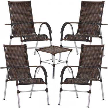 Imagem de 4 Cadeiras Vênus E Mesa Garden Para área Externa Trama Argila