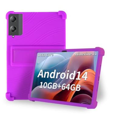 Imagem de Capa para tablet Doogee Tab E3 Pro de 13 polegadas – Capa protetora de silicone à prova de choque com suporte, estilo comercial resistente a quedas (roxa)