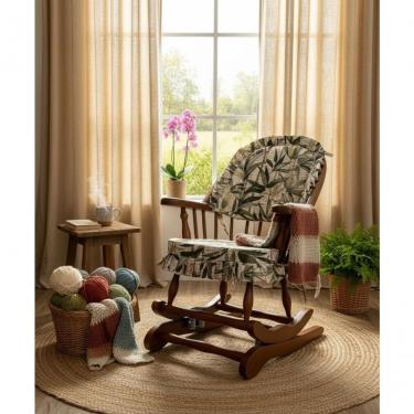 Imagem de Cadeira De Balanço Vinales Verde 90/40 X 60 X 50 - Madeira Maciça - Móveis De Gramado - Castanho