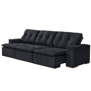 Imagem de Sofá Vic Retrátil E Reclinável 2 Modulos De 1,00 E Braço De 0,25 Cm Total 2,50 Veludo Preto