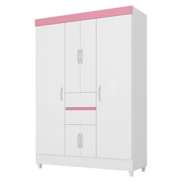 Imagem de Guarda Roupa 6 Portas Com Pés Ecom Ii Branco Rosa Flex 62020