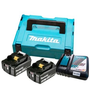 Imagem de Kit De Energia Makita 18v Lxt 198046-9 Com 2 Baterias 3ah + Carregador Bivolt + Makpac – Completo