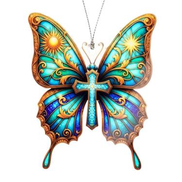 Imagem de Enfeite de borboleta, ornamentos religiosos para árvore de Natal, enfeites de presépio, enfeite de Natal 2025, decorações cristãs, presentes de decoração de borboleta com cruz de fé, espiritual para