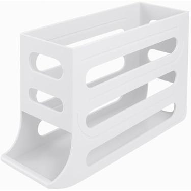 Imagem de Porta Ovos Dispenser Rolante – Suporte de 4 Andares para Geladeira – Cor Branco