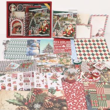 Imagem de Koqye Kit de suprimentos para scrapbooking, 157 peças, kit de diário de lixo de Natal com grade A6, álbum de recortes, papel artesanal, presente para adultos, adolescentes, meninas e mulheres
