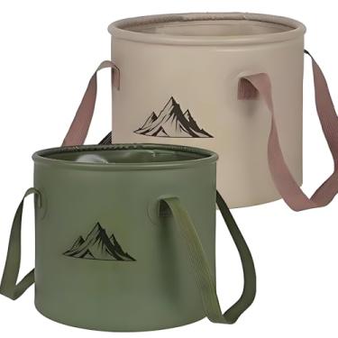 Imagem de Balde dobrável de 2 peças com alça, 20 litros (20 l + 17 litros), bacia de água multifuncional, banheira dobrável, cesto portátil, balde de lavatório externo ultraleve, dobrável para pesca