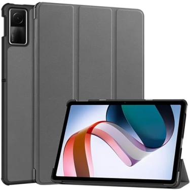 Imagem de Capa Magnética Anti Impacto Compatível Xiaomi Redmi Pad Se 11 Polegadas 2023 Case Flip Para Tablet Capa Para Xiaomi Pad Se 11 + Película de Vidro (Cinza)