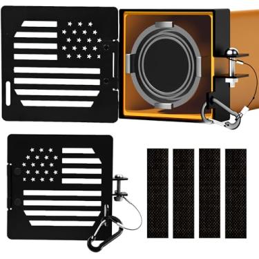 Imagem de Pacote com 2 tampas de alumínio para para-choques de trailer para para-choques quadrados de 10 cm, capas de armazenamento de mangueira de esgoto com orifícios de ventilação, trailer, trailer