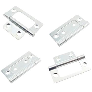 Imagem de Lamvbls 4 peças de dobradiças de porta de 5 cm sem encaixe, dobradiças duplas para armário de topo (zinco branco)