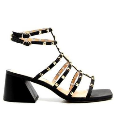 Imagem de Sandalia Luiza Barcelos Spikes Salto Alto Preta-Feminino