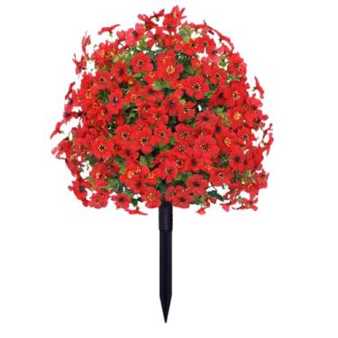 Imagem de Flor violeta artificial | Flor artificial colorida ao ar livre, decoração de casa reutilizável, arbustos falsos coloridos para paisagismo, sebes de privacidade