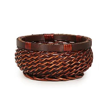 Imagem de Cesta de armazenamento redonda de vime, prato de frutas, cesta de pão de vime, cozinha, alimentos, piquenique, artigos diversos