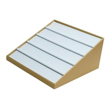 Imagem de KiBcsLic Organizador de óculos de sol e suporte para pulseiras, expositor vertical trapezoidal para óculos e joias, suporte para de grau para, Ouro