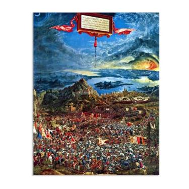 Imagem de Pôster de parede Albrecht Altdorfer A Batalha de Alexandre em Issus Giclee impressões em tela Albrecht Altdorfer decoração de parede para sala de estar quarto banheiro decoração de casa 65 x 50 cm (26
