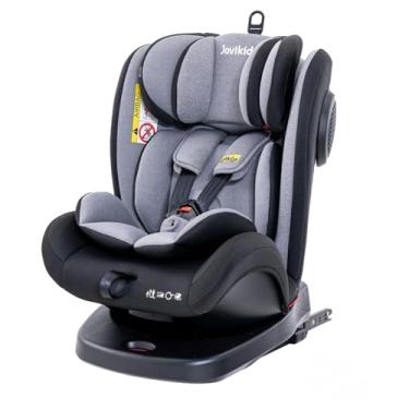 Imagem de JOVIKIDS Cadeira de Segurança para Carro, Ergonômico, Ajustável para Bebês e Crianças, 3 em 1, De 0 a 12 Anos, Até 36 kg*, Sistema ISOFIX e Top Tether, Rotação 360 graus, Proteção Contra Impactos, Reclinável, Lavável, Modelo Angela. (Preto com Cinza)