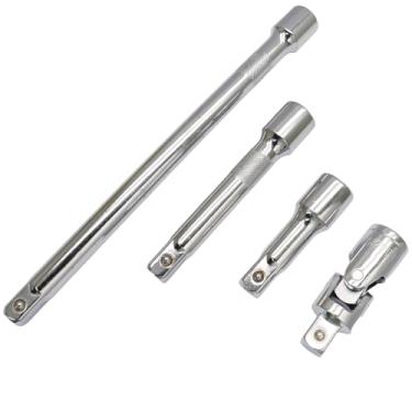 Imagem de HARSKIYER Conjunto de extensão de soquete de 4 peças, conjunto de extensão de catraca CR-V inclui barras de 3, 6, 25 cm e soquete de junta universal de 1/5.1 cm para catracas e chaves de torque, ideal