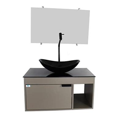 Imagem de Gabinete Armário Banheiro 60cm Cuba Oval Preta