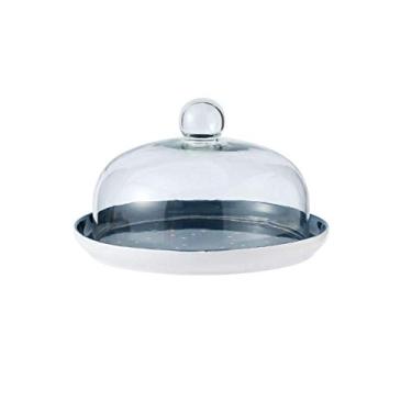 Imagem de Suportes de cupcake suporte de exibição de bolo estrela de cerâmica cobertura de vidro prato de sobremesa pão sobremesa mesa bolo bandeja com capa suporte de sobremesa suporte de bolo (tamanho: G