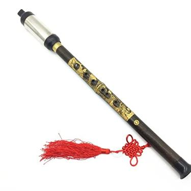 Imagem de Flauta vertical de bambu roxo natural Bawu F/G chave destacável esculpida padrão chinês instrumento folclórico (cor: G)