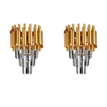 Imagem de Kit 2x Arandela Sinfonia Dourada Com Cristais Clássica 2xE14 Bivolt