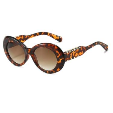 Imagem de HPIRME Óculos de sol vintage femininos, armação uv400, degradê feminino (marrom leopardo)