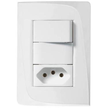 Imagem de Conjunto interruptor simples + tomada 10a 250v pezzi tendenza 50000