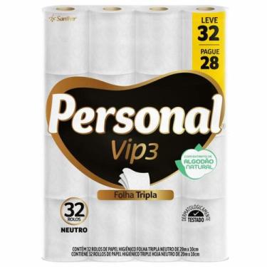 Imagem de Papel Higiênico Personal Vip 3 Folha Tripla, 32 Rolos De 20M