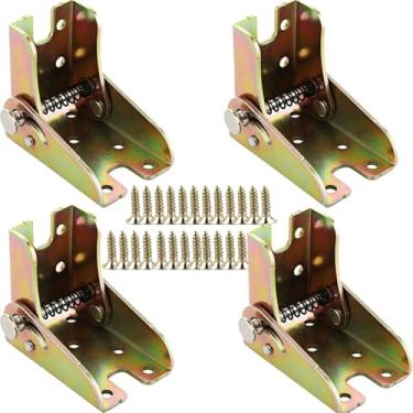 Imagem de 4 peças de dobradiças de travamento com suporte dobrável, dobradiça de travamento automático estendida de 90°, para bancadas de trabalho dobráveis e dobráveis