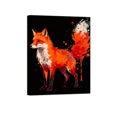 Imagem de Animais Pintura Arte Parede - Raposa - Impressões em tela - Moderno Colorida Pôster para decoração sala de estar 30x40cm Tela Embrulhada