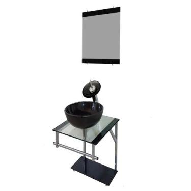 Imagem de Gabinete de Vidro 40cm para banheiro Croácia Inox - EKASA, Preto