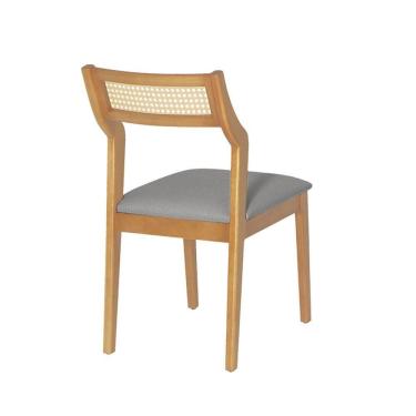 Imagem de Banqueta Lagum Jequitibá Terra Assento Linho Cinza Encosto Palha Sextavada