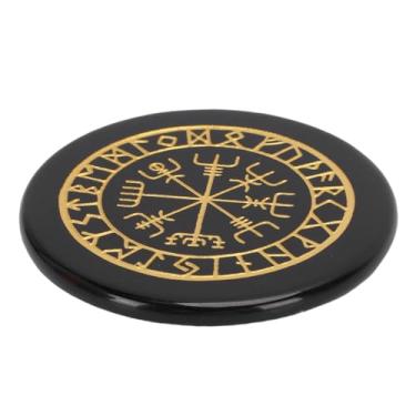 Imagem de GLOGLOW Pedra Runa, Pedra de Preocupação de Cristal Polido Gravada Com Acabamento Liso para Viagens de Escritório Em Casa, Pedra Redonda Portátil para Alívio do Estresse (Obsidiana)