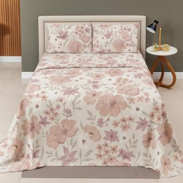 Imagem de Jogo de Camal Percal 200 Fios – 4 Peças - Conforto, Maciez e Elegância para Suas Noites (Rose, Casal)